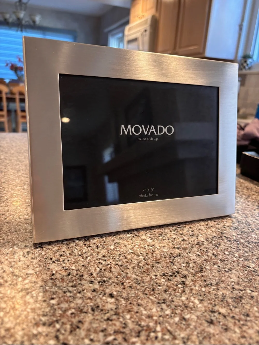 Authentic Movado Brushed Silver 5x7 Photo Frame